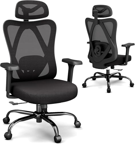 Office Chair Ergonomic Desk Chair,Adjustable Headrest Lumbar Support Computer Chair