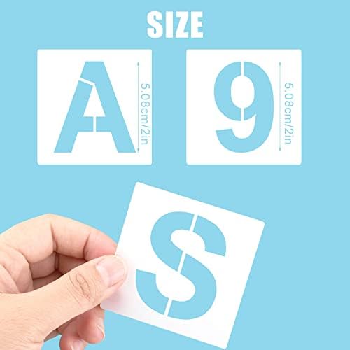AIEX 2 Inch Letters and Numbers Stencils, 48pcs Art Craft Stencils, Washable Reusable Plastic Alphabet Number Pattern Templates for Painting on Wood Wall Fabric Rock Chalkboard