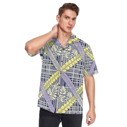 Chemise hawaïenne violette avec motif Palaka Pua Kalaunu unique et coupe boutonnée - 5