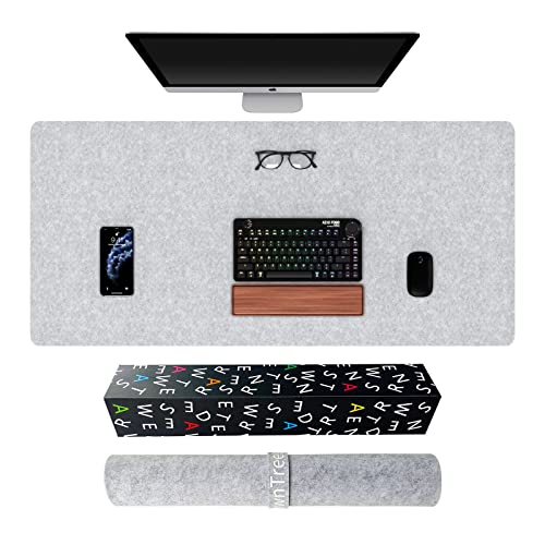Image of DAWNTREES Extra Large Felt Desk Mat,55''x23.6'' Non-Slip Desktop Protector