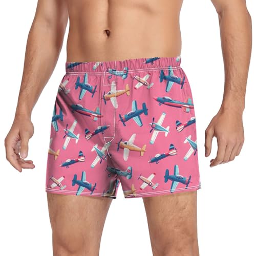 ALAZA Airplane Funny Men's Boxer Cotton Shorts Briefs Underwear Soft Breathable Button S-XXL3