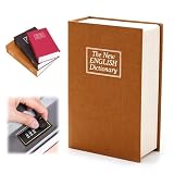 Book Shaped Diversion Safe with Combination Lock - Hidden Compartment Metal Security Box for Cash, Jewelry, and Passports - Secret Stash Organizer for Home Office and Dorm Room (Brown,S)