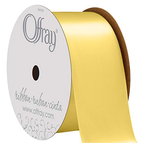 Image of Berwick Offray 263006 1.5 inch Wide Single Face Satin Ribbon, Baby Maize Yellow, 4 Yds