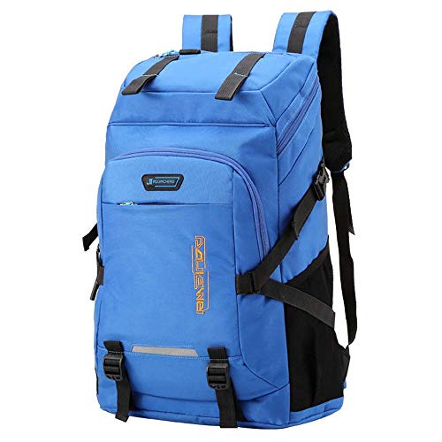 Mochila impermeable 60L azul cielo para rutas de escalada y camping