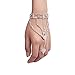 yueton 1Pieces Fashion Glitter Heart Rhinestone Hand Harness Bracelet Bangle Slave Chain Link Finger Ring Bracelet for Women