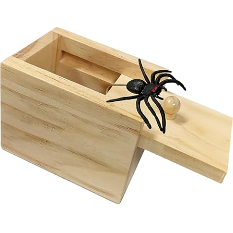 Jishi Spider Box Prank Toy Gag Gift Funny White Elephant Gifts for Adults, Wooden Christmas Birthday Surprise Gift Box Toys for Kids Teens Boys 6-8-12, Hilarious Stocking Stuffers for Adults Men Women Cover