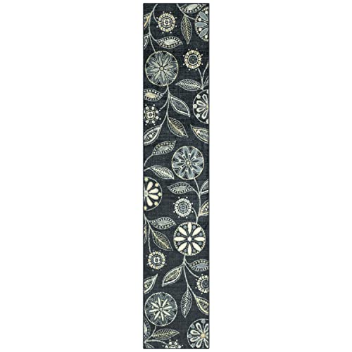Maples Rugs Reggie Bohemian Floral Print Runner Rug, 2' x 10', Persian Blue