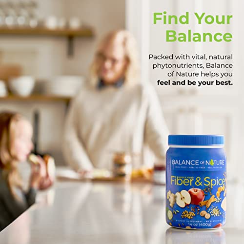 Balance Of Nature Fiber & Spice - Supports Colon Cleanse, Gut Health, Constipation Relief & Digestion - Psyllium Husk, Flax Seed, Turmeric & Apple - Spiced Cider Powdered Drink Mix - 30 Servings #TOP4