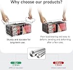 4Pcs Freezer Organizer（0Pcs Expandable Hanging Refrigerator Basket and 4Pcs Stackable Freezer Containers）,Stainless Steel Wire Basket for Freezer&Upright Freezer