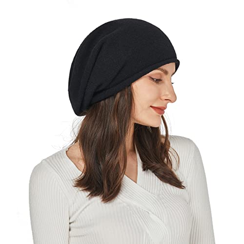 Facecozy Knit Slouchy Beanie For Women-Soft Warm Winter Hats For Women Lightweight Skull Cap Beanies Hat (Black) #TOP7