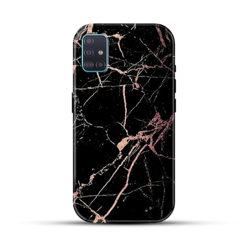 Image of COLORflow Back Cover Compatible with Samsung Galaxy A71 | Beautiful Black Golden Marble | Designer Printed Glossy Armoured Bumper Back Cover Compatible with Samsung Galaxy A71