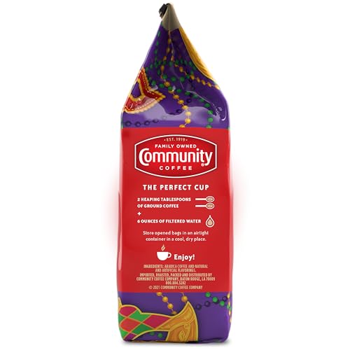 Image of Community Coffee Mardi Gras King Cake Flavored 72 Ounce, Medium Roast Ground Coffee, 12 Ounce (Pack of 6)