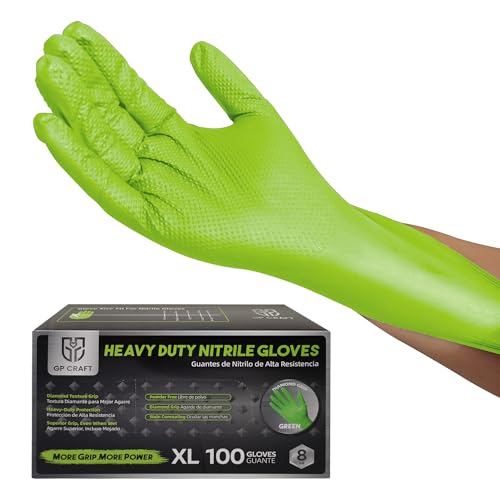 GP CRAFT GP67 Green Nitrile Gloves, 8mil, Powder-Free, M