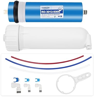 YKMGON 500GPD Reverse Osmosis Membrane Kit with RO Membrane Housing,Wrench,Quick-Connect Fittings,Check Valve and Water Pipe Replacement for Under Sink Home Drinking RO Water Filter System
