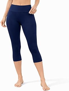 RZLECORT Women's High Waist Capri Leggings, Black, Cotton Blend, Tight Fit for Yoga, Cycling, Gym and Swimming Price In India