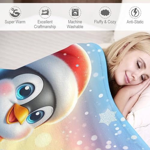 Manta de pingüino de sofá manta de gran tamaño cálida y manta mullida textil 6