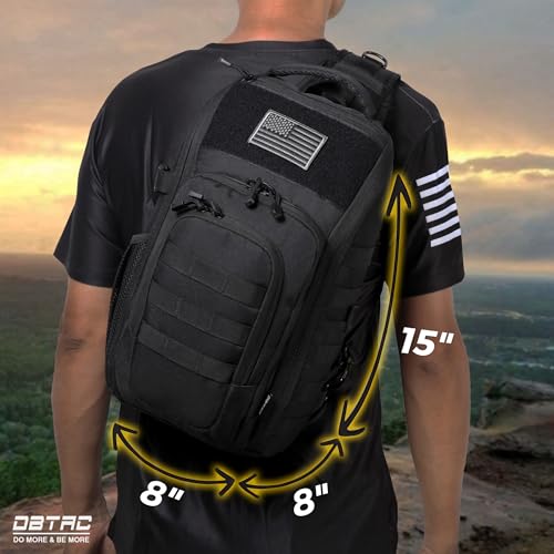 DBTAC Tactical Personal Defense EDC Bags & Packs | 10L Military Shoulder Backpack with Sling for Concealed Carry, Range, Travel, Hiking, Outdoor Sports (Black Camo)