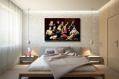 Image of Sikhash Raja Ravi Varma Canvas Art /Classic Printing Art /Unframed The Galaxy of Musician Art for Bedroom, Living Room, Home, Office, Multicolor Fabric Wall Decor, (23x15 inches)