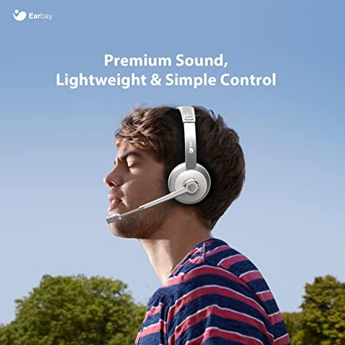 Bluetooth Headset, Wireless Headphone with Microphone Noise Canceling, On Ear Headphone with 28hrs Talk time and Mute Button for Mobile Phone/Laptop/Office/Skype/Zoom Meetings/Call Center/Business/PC