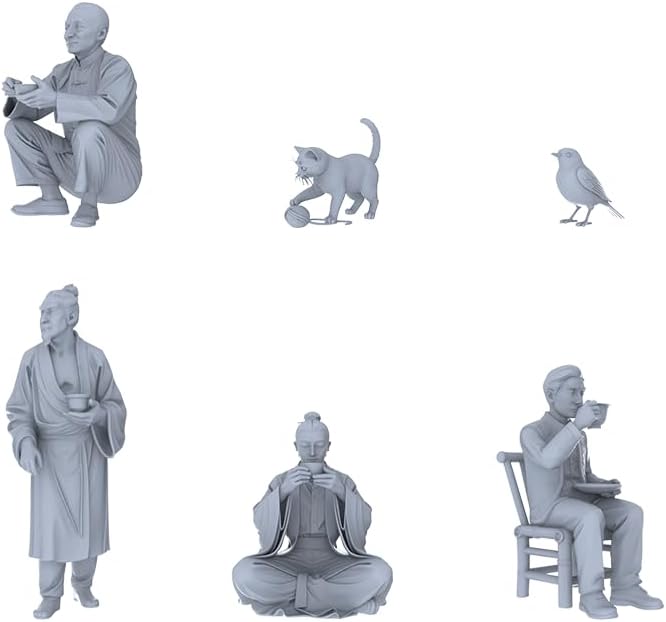 MRY-SFW 1/120 Elegant Gathering 6-Piece Set, Ideal Hobbyists’ Figure Painting Chinese Style Building
