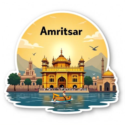 Image of Naxon Amritsar Golden Temple Theme Souvenir Wooden Fridge Magnet for Refrigerator - Printed Fridge Magnet for Kitchen & Home Decor | Perfect Souvenir Gift | Size 3x3 in | Pack of 1