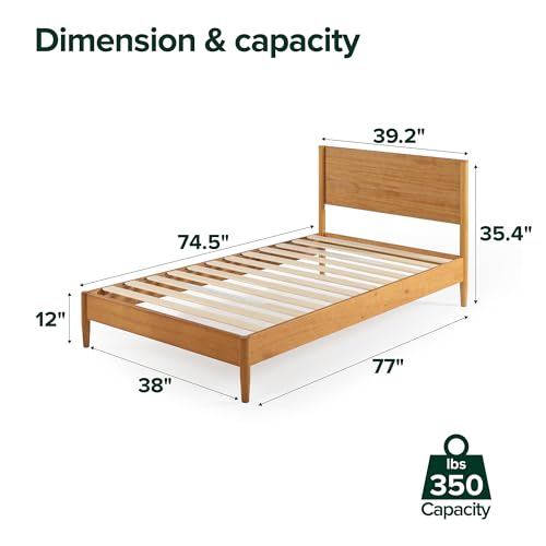 Image of Zinus Allen Mid Century Wood Platform Bed Frame /Solid Wood Foundation /Wood Slat Support /No Box Spring Needed /Easy Assembly, Twin