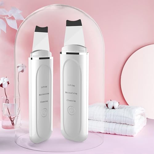 Image of Ultrasonic Facial Skin Scrubber for Wet Skin, Blemish & Blackheads Remover and Facial Pores Cleaner 3 in 1, Stainless Steel Spatula Safe for skin