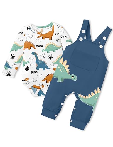 Baby Boy Clothes Dinosaur Romper Adjustable Overalls Baby Boy's Clothing Infant Boy Clothes 2PCS Outfits Fall Winter - Main Image