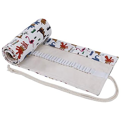 Portable 72 Slots Canvas Pencil Holder Cover