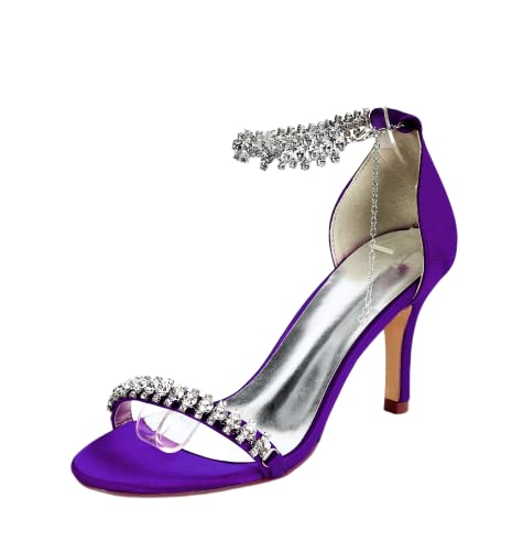 Chaussures de mariage pour femme sans douleur grâce au petit talon de 8,5 cm violet
