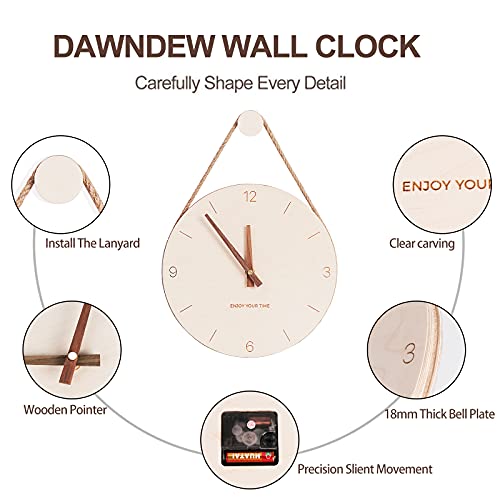 Papuka Wall Clock Wood 10 Inch Silent Wall Clock Decorative Operated Non Ticking Analog Retro Fashion Clock For Living Room/Kitchen/School/Office/Bedroom… #TOP2