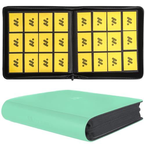 Image of Card Binder 12 Pocket,Trading Card Binder Holds up to 1200 Cards with 50 Sleeves,Zipper Card Holder Album Compatible with TCG Card /Game Cards /Sports Card