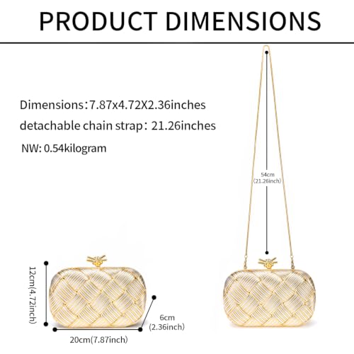Image of Clutch Purses for Women, Vegan Leather Evening Handbag with Gold Chain
