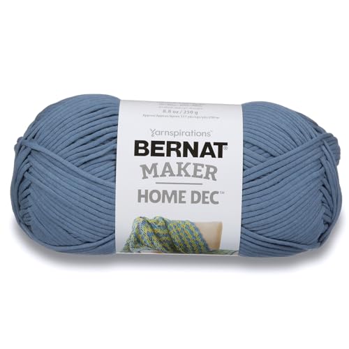 Image of Bernat Maker Home Dec Steel Blue Yarn - 2 Pack of 250g /8.8oz - Cotton - 5 Bulky - 317 Yards - Knitting, Crochet, Crafts & Amigurumi