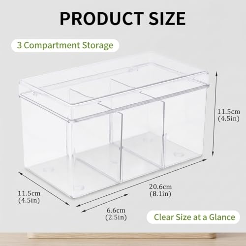 Punorric Tea Bag Holder with Lid, 3 Compartment Coffee Packet Storage Container with Removable Partition, Tea Bag Storage Organizer Sachet Holder for Drink Pouches - Image 2