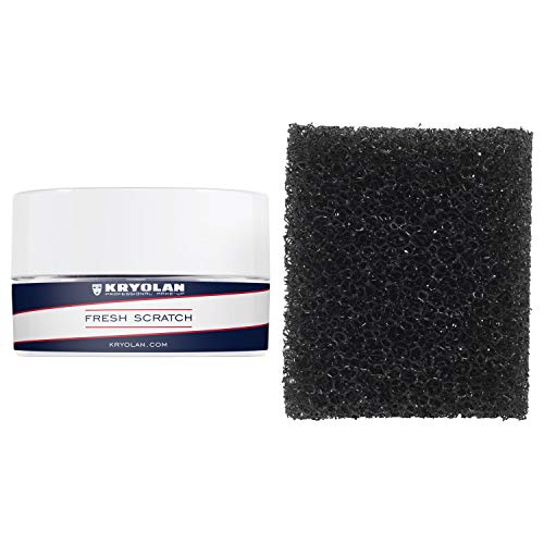 Kryolan Fresh Scratch Set – Sangue artificiale per ferite realistiche ed effetti di crosta – con spugna – ideale per trucchi per bambini, feste, carnevale, Halloween, LARP e trucchi