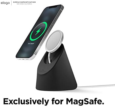 elago MS1 Charging Stand Compatible with MagSafe Charger - Premium Silicone Stand Compatible with iPhone 14 & 13 & 12 Models [MagSafe Not Included] (Black)