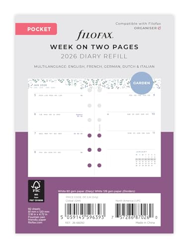 Filofax Pocket Garden 26-68292 Agenda settimanale 2026