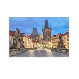 Póster de Praga-Charles Bridge Clock (15) póster de pintura en lienzo para sala de estar, pósteres, pintura de 50 x 75 cm