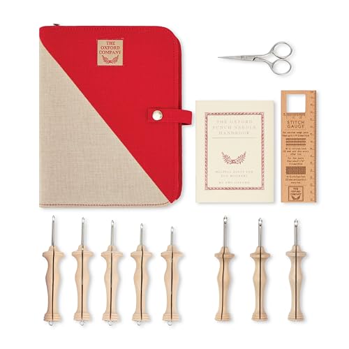 Image of The Oxford Punch Needle Complete Set - 8 Sizes | Ergonomically Designed Natural Wood Handle | Electropolished Steel Tip | Ideal for Punch Needle Rug Hooking