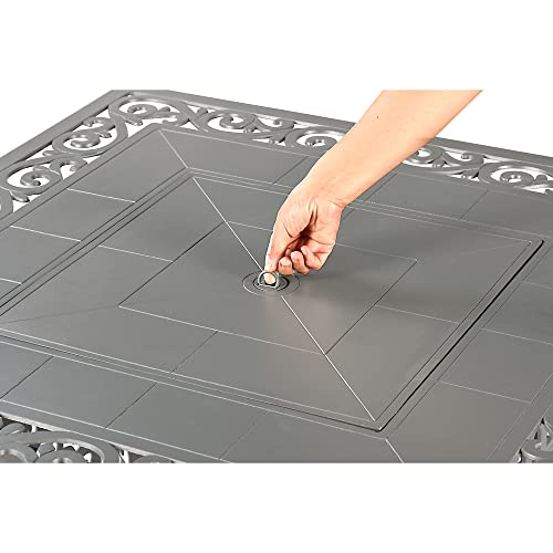 Image of Oakland Living Square 42 in. x 42 in. Aluminum Propane Fire Pit Table with Glass Beads, Two Covers, Lid, 57,000 BTUs in Grey Finish