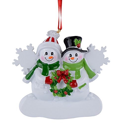 Maxora Personalized Snowman Couple Ornament 2022 - Christmas Family Of 2 Ornament - Snowman Christmas Tree Ornaments Family Of 2 - Free Customization #TOP6