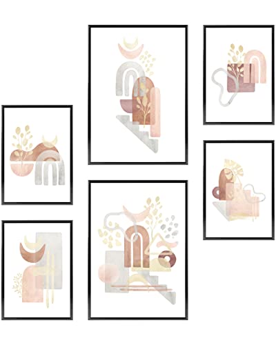 Heimlich Cuadros Decorativos - SIN Marcos -Decoración Colgante para Paredes de Sala, Dormitorios y Cocina - Arte Mural | 2 x A3 & 4 x A4-30x42 & 21x30 | » Acuarela Abstracta I «