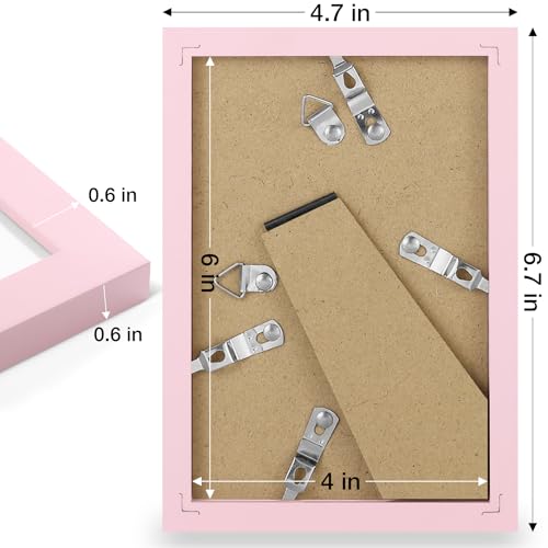decorUhome 4x6 Picture Frame, Display Pictures 3.5x5 with Mat or 4x6 without Mat, Wall & Tabletop Display Photo Frame, Pink, 1 Pack