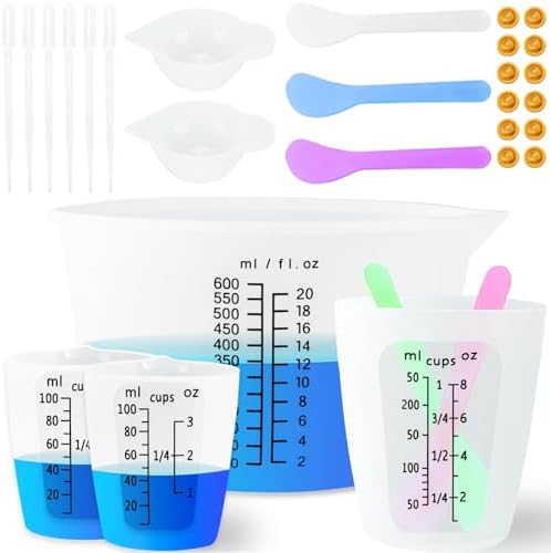 Amazon.com: Creahaus Silicone Measuring Cups Tool Kit, Easy to Read ...