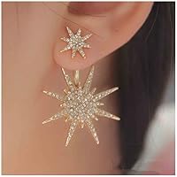 Bohémien Orecchini Giacca A Starburst Con Cristalli E Strass - Sole E Stelle Pendenti, Gioielli In Lega Dorata Per Donne E Ragazze