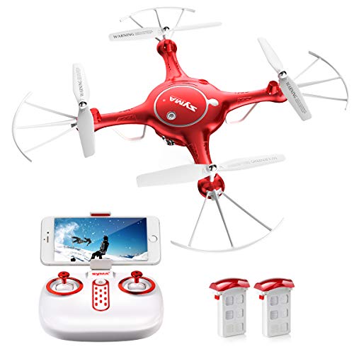 DoDoeleph Syma x5uw WiFi FPV HD Cámara Quadcopter Drone con Plan de Vuelo Ruta App Control y Función de altitud con Batería Extra