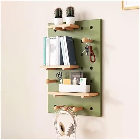 Versatile Green Wooden Wall Mount Pegboard Kit - 40x60cm Organizer for Bedroom, Office, Study & Bathroom - Perfect for Home Organization & Decorative Displays