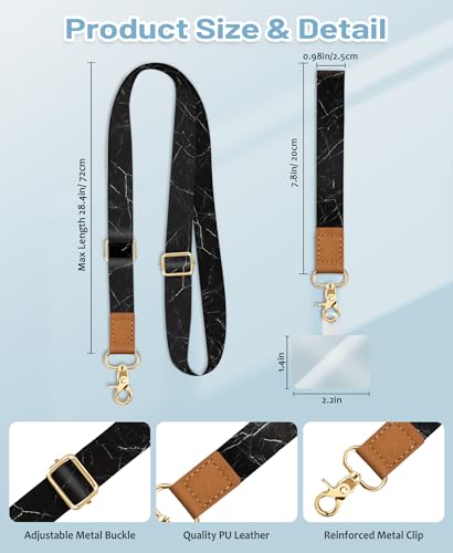 Image of Yonlevres Phone Lanyard Crossbody Strap Wrist Neck Adjustable Women Marble | Cell Phone Lanyard for Travel Cruise Daily, Hands-free, Fit Keys ID Badge, for Full-coverage Phone Case, Accessories, Gifts