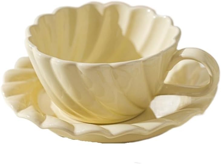 Ceramic Cup with Saucer Set Drink Cup Coffee Cup Breakfast Cup Beautiful Tea Cup Cute Mug